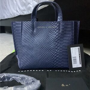 Ampersand as Apostrophe Micro Tote • Navy Python Embossed Leather • NWT